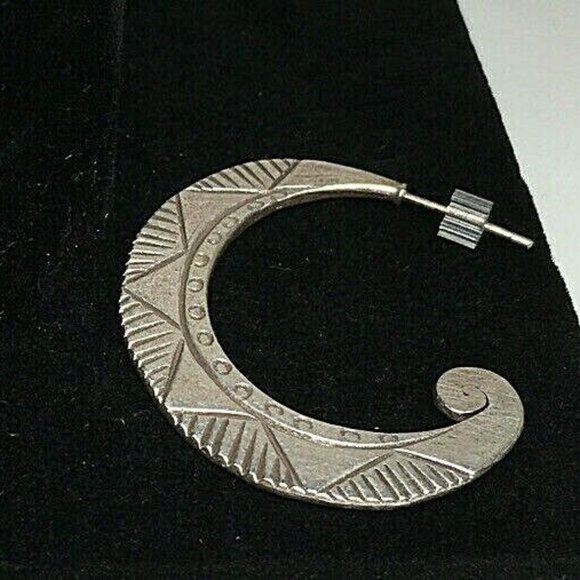 Abstract Brushed Sterling Silver Earrings - Picture 3 of 12